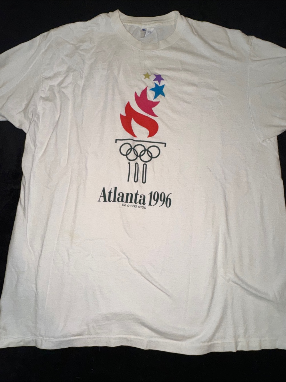 Champion White Atlanta 1996 Olympic Flame Graphic Tee